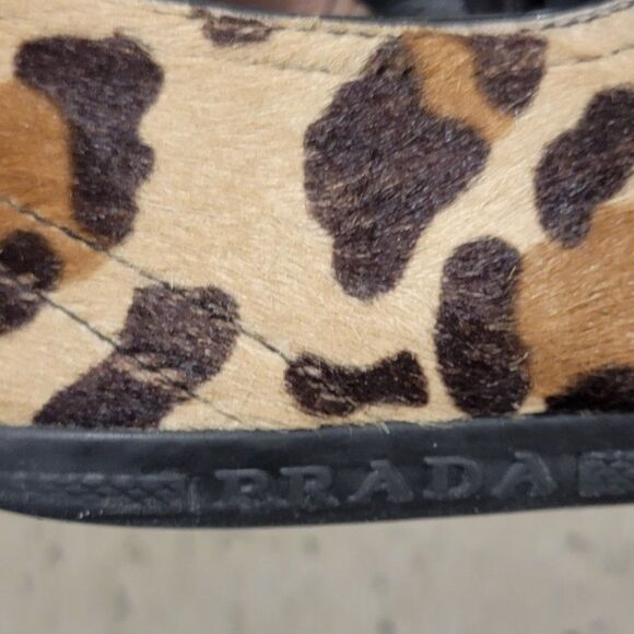 PRADA Linea Rosa Leopard Print Calf Hair Oxford Lace Up Flat 3E4739 39/8 - Picture 9 of 9